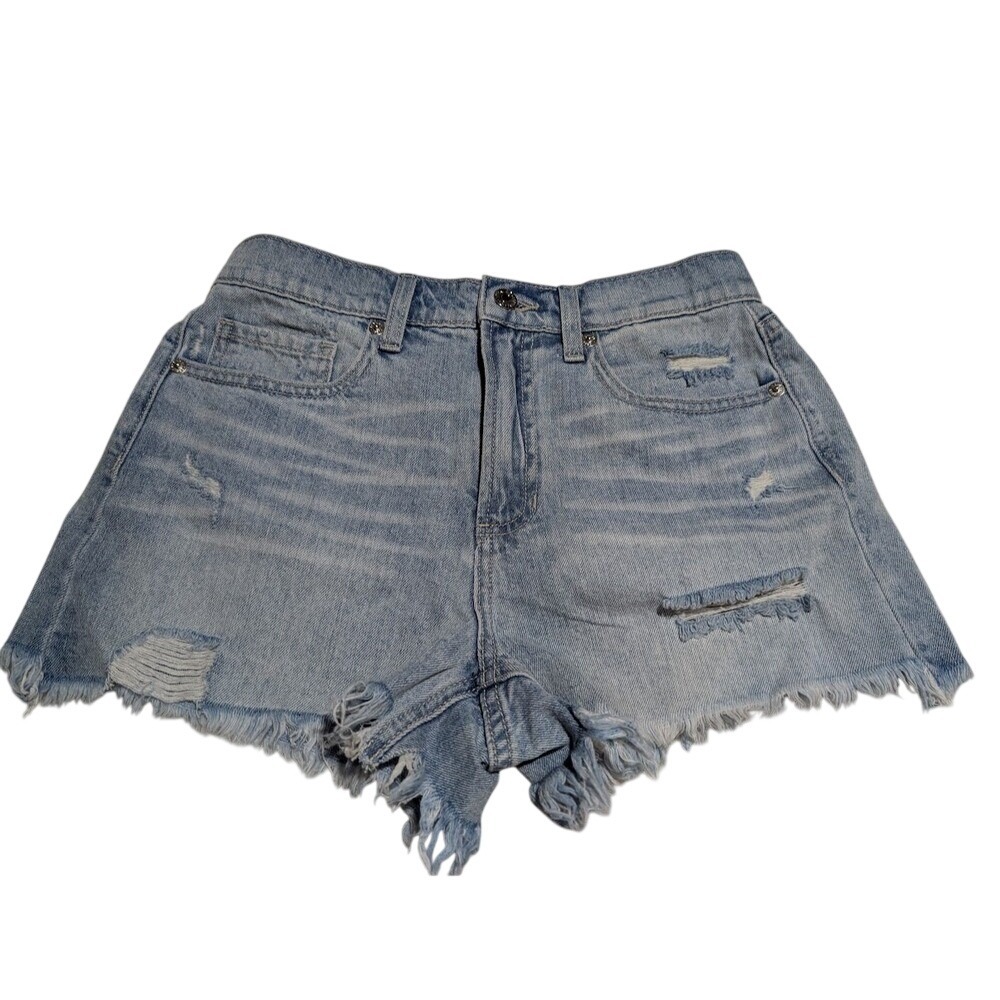 Sneak‎ Peek High Rise 90's Shorts Distressed Denim  Frayed Hem Light NWT Sz Sm
